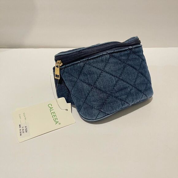 Women's Quilted Blue denim Belt bag - Picture 1 of 2